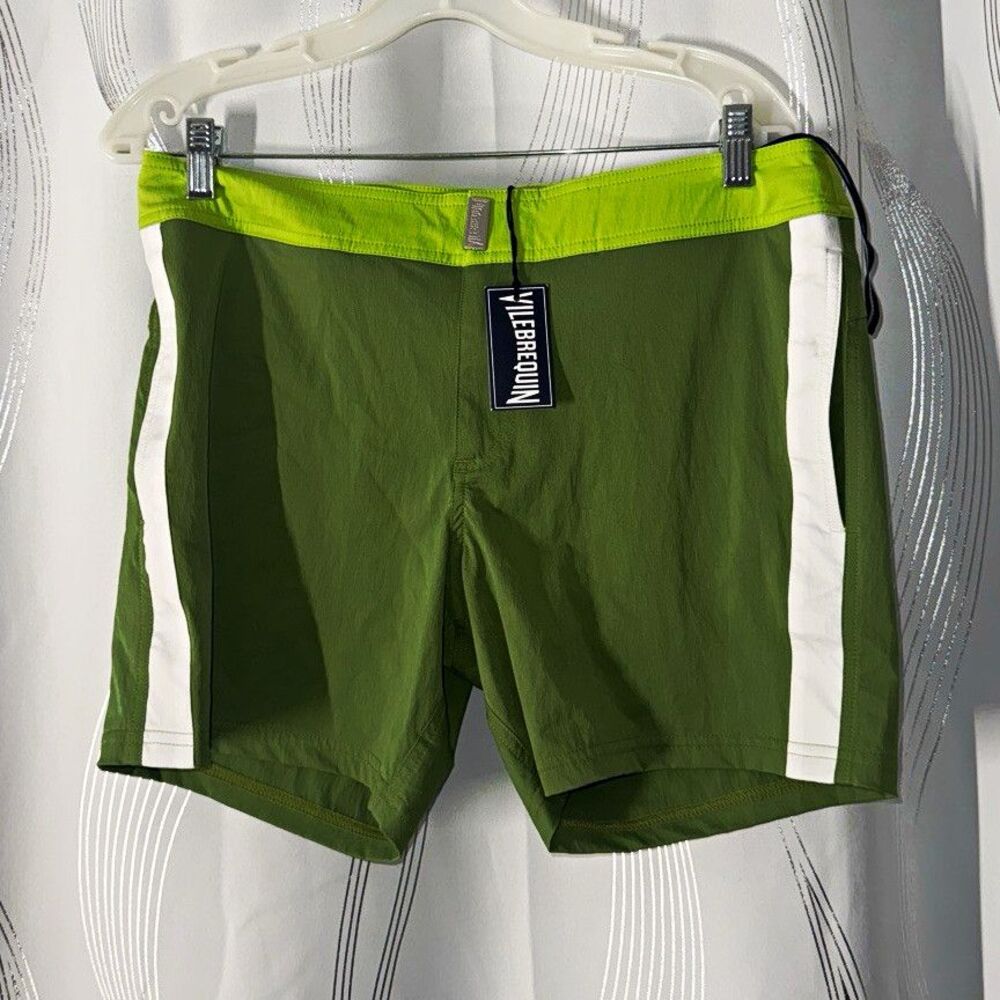 Vilebrequin Men's Green Solid Swim Shorts Size M with Pockets